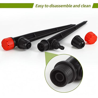 Drip Emitters for 1/4" Drip Irrigation Tubing 360 Degree Water Flow 25 pcs Adjustable Irrigation Drippers with Lock Barbed Irrigation Drip Heads Drip Spray Emitters for Flower Plants Garden