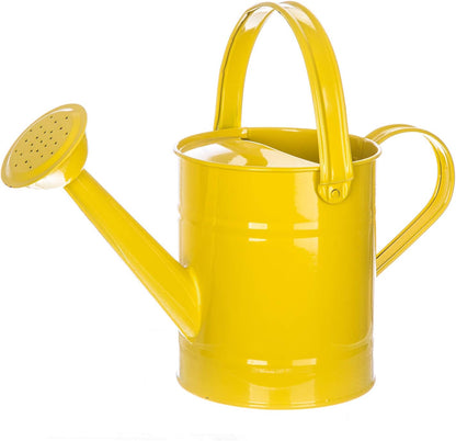 Topadorn Watering Can for Indoor Plants, Outdoor Garden Metal Watering Pot with Handle and Rosehead Modern Style, 11.4”W x 4.72”D x 8.66”H, 55 Oz.,Yellow