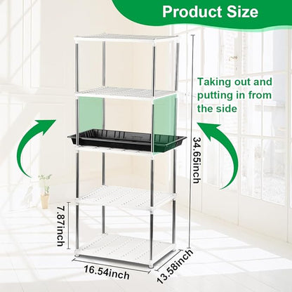 4 Pcs 5-Tier Plant Stand for Seedling Trays Storage (White)