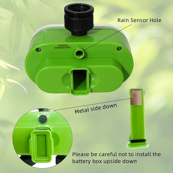 2 Outlet Garden Digital Electronic Water Timer Irrigation Controller for Garden Yard, Green