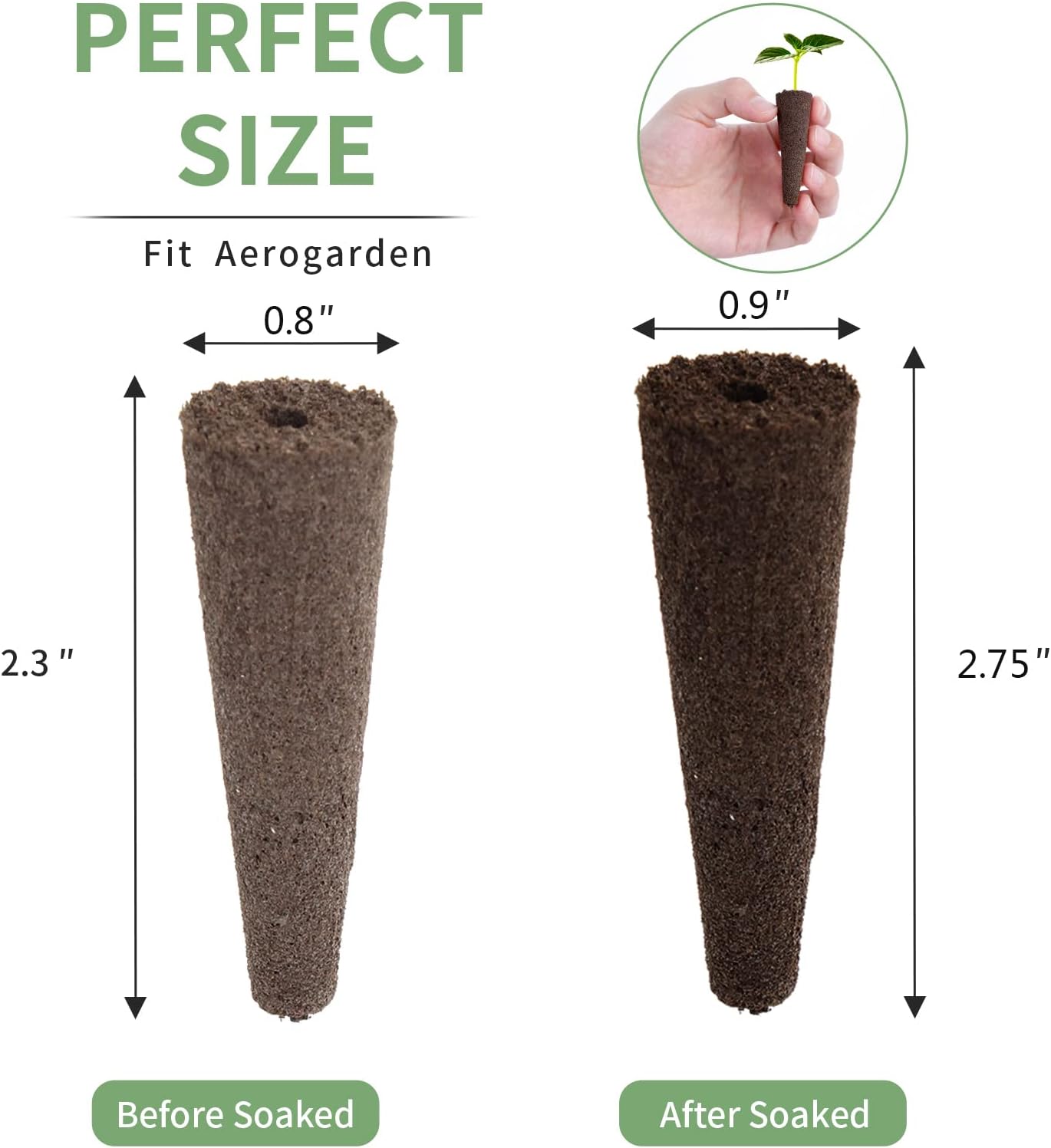 30 Pack Grow Sponges, Seed Pods Replacement Root Growth Sponges Compatible with AeroGarden, Moldy-Free, Kit with 10 Pod Labels for Hydroponic Indoor Garden System