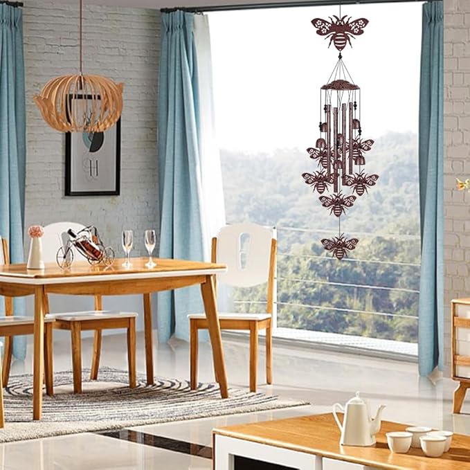 37" Bees Wind Chimes Outdoor Decoration, Memorial Wind Bells, Mobile Chimes, Blessing Wind Chime, Romantic Wind Catcher, Bee Decor, Bee Wind Chimes Gifts for Mom, Home, Balcony, Tree, Festival, Garden