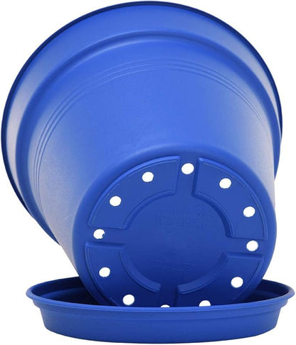 Mintra Home Garden Pots 4pk - Flowers, Herbs, Plants, Indoor, Outdoor, Colorful, Wholesale, Bulk (Blue, 17cm Diameter (6.6in))