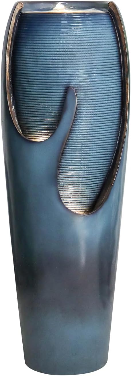 Naturefalls 38.7” H Modern Outdoor Fountain - 4-Tiered Outdoor Garden Fountains with Contemporary Design&LED Light for Garden, Patio, Deck, Porch, Backyard and Home Art Decor