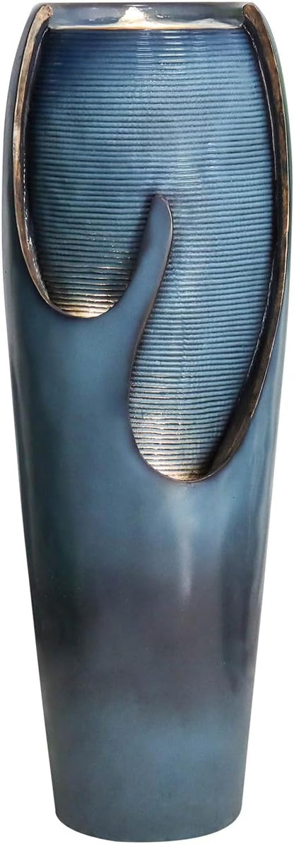 Naturefalls 38.7” H Modern Outdoor Fountain - 4-Tiered Outdoor Garden Fountains with Contemporary Design&LED Light for Garden, Patio, Deck, Porch, Backyard and Home Art Decor