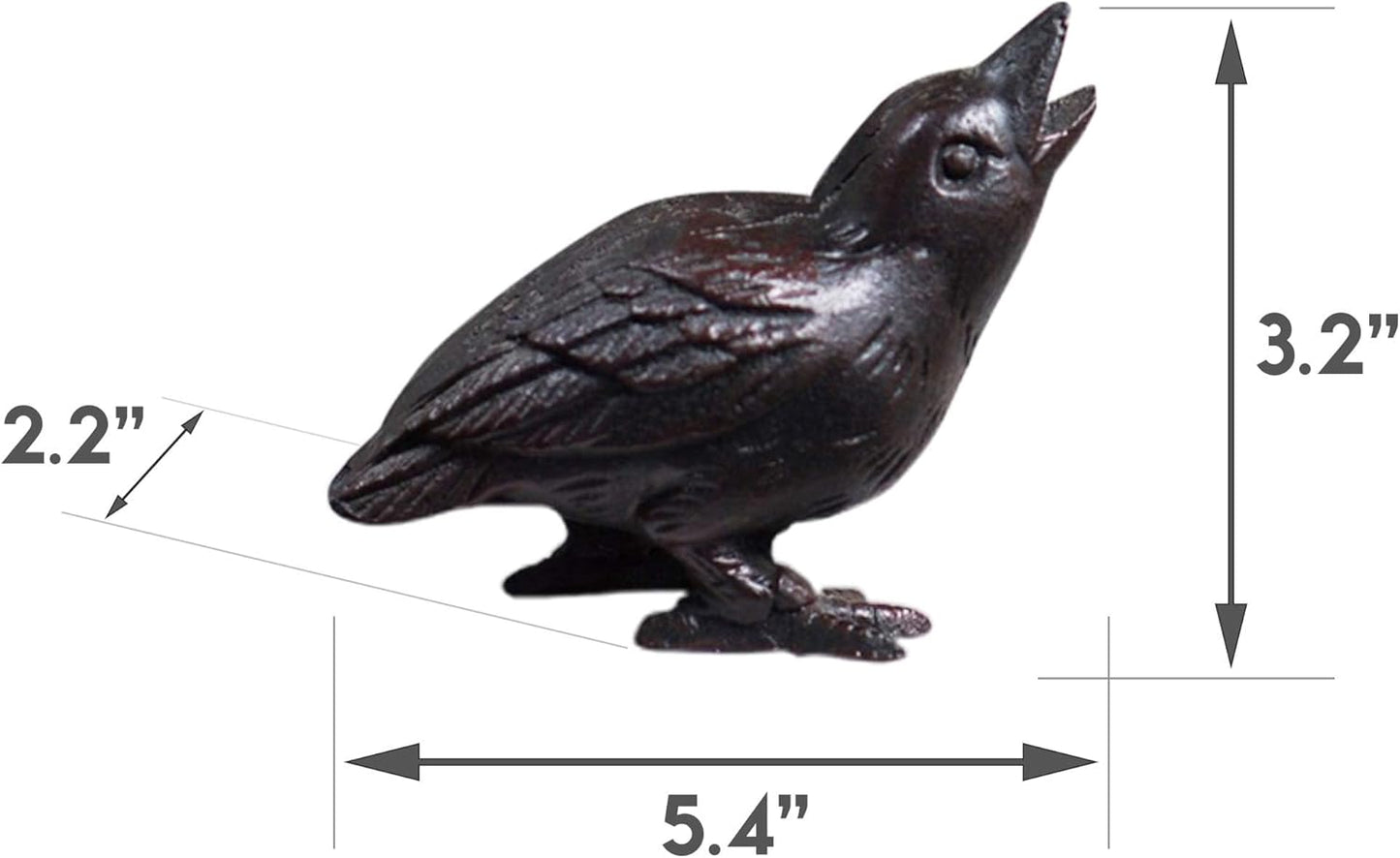NACH Cast Iron Baby Crow Statue, Raven Garden Statues, Crow Garden Sculpture, Bird Figurines Home Decor, Crow Decor, Raven Decor, Black Bird Statue, 5.4 x 2.2 x 3.2 inches, JS-90-7116
