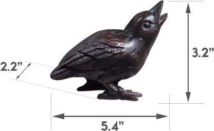 NACH Cast Iron Baby Crow Statue, Raven Garden Statues, Crow Garden Sculpture, Bird Figurines Home Decor, Crow Decor, Raven Decor, Black Bird Statue, 5.4 x 2.2 x 3.2 inches, JS-90-7116