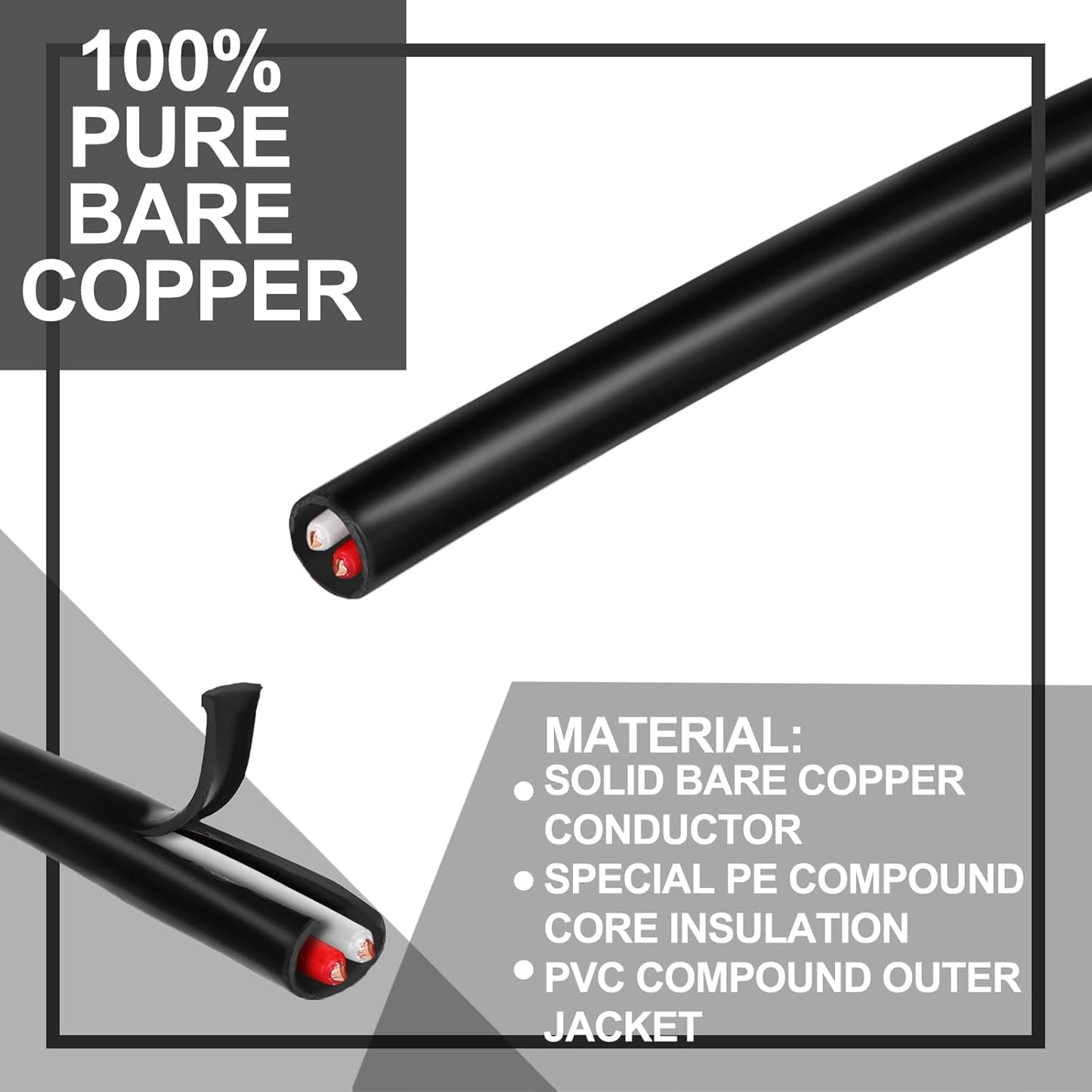 Hoolerry Solid Sprinkler System Wire 18 Gauge Irrigation Wire with UV Resistant PVC Jacket Sprinkler Cable for Underground Irrigation Field Central Control System 30v Ul Listed(18/2, 250 Ft)