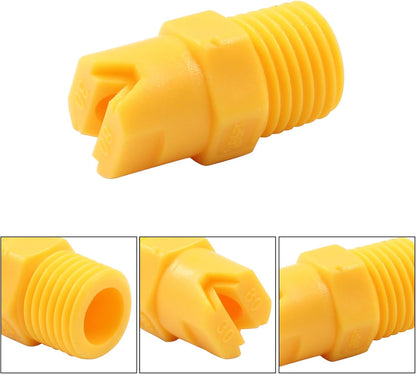 20Pcs 1/4" NPT Male Thread Flat Fan Sprayer Tip 80 Degree Yellow Nozzle Sprayer Nozzle for Industrial Agricultural Equipment Irrigation Cooling