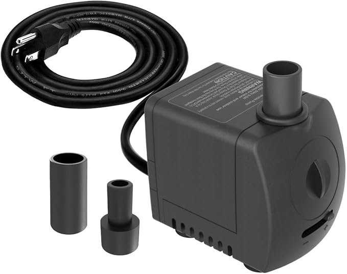 Submersible Pump 150GPH (550 L/H 9.5W) Ultra Quiet with Over Heating Protection 4ft High Lift for Fountains, Hydroponics, Ponds, Aquariums & More
