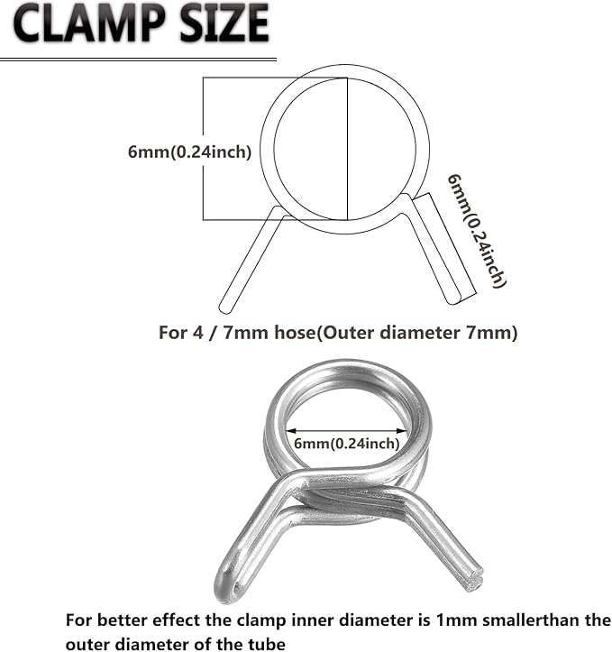 1/4" Irrigation Hose Clamp, Firm and Leak-Proof, Easy to Install, Solution for Leaking of Drip Irrigation Kit Connector, Irrigation Fit, Irrigation part (105pcs)