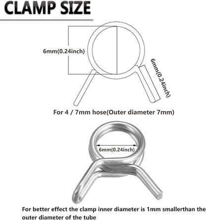 1/4" Irrigation Hose Clamp, Firm and Leak-Proof, Easy to Install, Solution for Leaking of Drip Irrigation Kit Connector, Irrigation Fit, Irrigation part (105pcs)