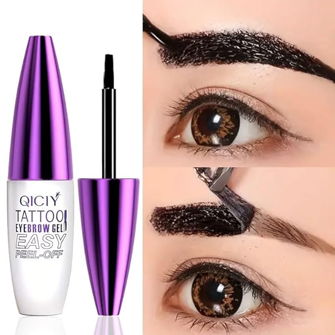 2pcs Dark Brown Tattoo Eyebrow Tint Gel, Waterproof & Transfer-proof Eye Brow Peel Off Stain for Fuller Brows, Suitable for All Skin Types (Brown, 2Pcs)