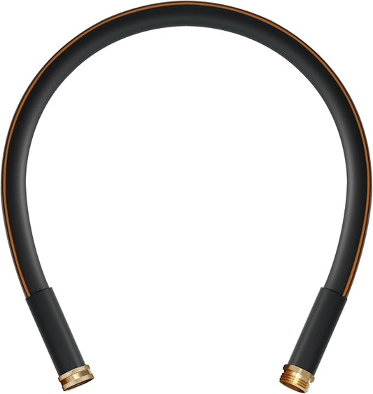 Atlantic Heavy Duty Garden Hose 3 ft x 5/8 Inch Black Color, Short Connection Leader Hose with Solid Brass Connectors (3 Feet)