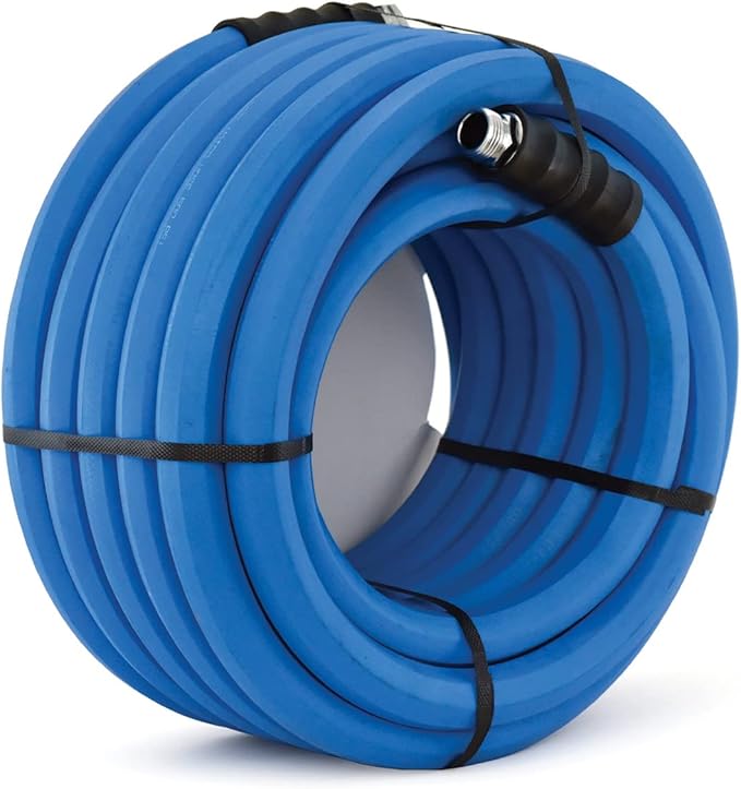 BluSeal Hot/Cold Water Rubber Garden Hose, 100% Rubber, Ultra-Light, Super Strong, 500 PSI, 50F to 190F Degrees, High Strength Polyester Braided (1" x 100)