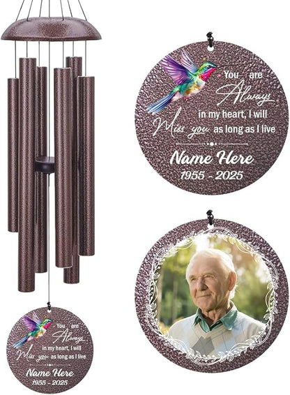 Personalized Wind Chime Memorial, Metal Wind Chime Deep Tone, Wind Chimes for Loss of Loved Father/Mother/Lover, Commemorative Sympathy Bereavement Gifts