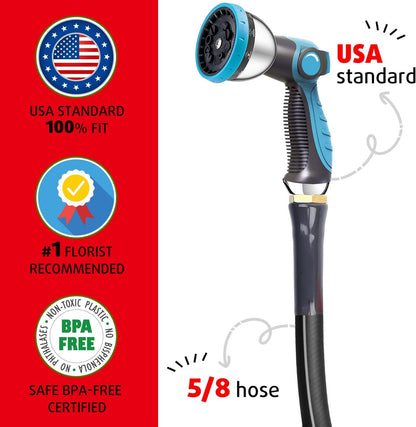 Garden Hose Nozzle, Durable High Pressure Water Hose Sprayer Nozzle with 10 Patterns for Watering Plants, Washing Cars, Cleaning Patio, Showering Pets