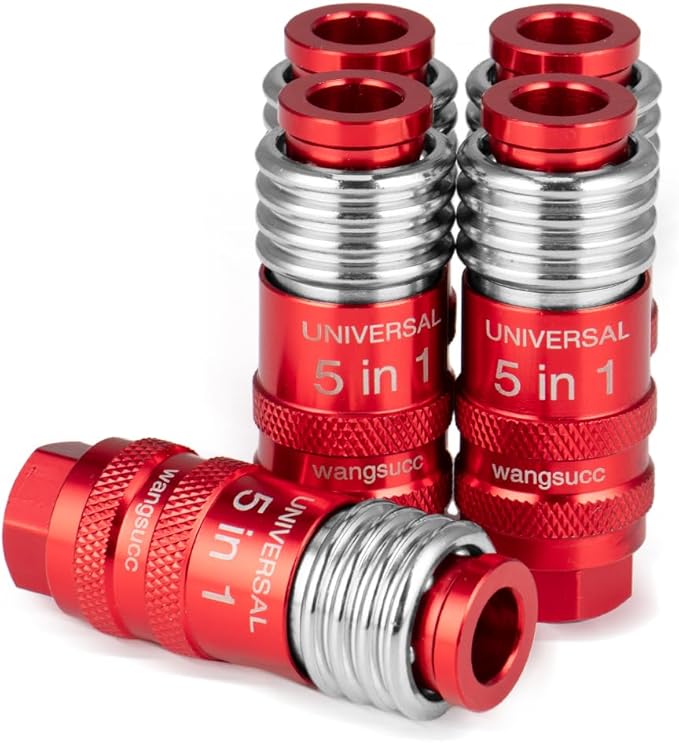 5 In 1 Universal Quick Industrial Connect Coupler Air Hose Fittings 1/4” Body Size 5-in-1 Quick Connect Air Fitting Air Compressor Accessories Fitting (5 PCS)