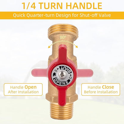 12 Pack Hose Bibb Brass Ball Valve, 3/4" Male NPT Inlet x 3/4" Male GHT Threaded Garden Hose Outlet Connector, 1/4-Turn Sillcock Water Spigot Hose Bibb Valve (3/4" x 3/4")