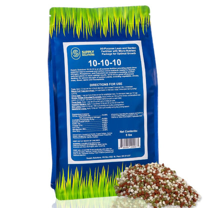 Supply Solutions 10-10-10 Complete Lawn & Garden Granular Fertilizer with Micronutrients – Balanced NPK Plant Food for Soil Health, Blooms & Roots – Safe for Vegetables, Fruits, Lawns (5 Pounds)