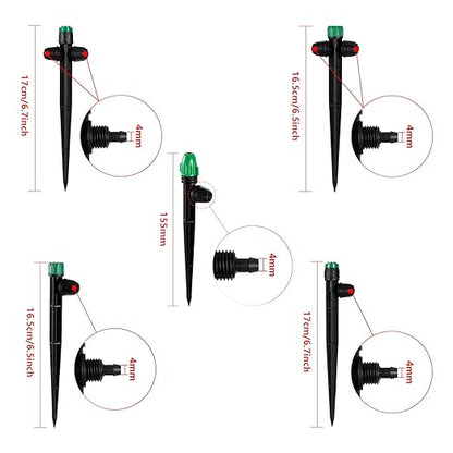 30Pcs Drip Irrigation Emitters Sprayer with Lock Barbed for 1/4" Drip Tubing - Leak-Proof Adjustable Micro Spray Drippers (4-7mm) for Garden Irrigation System (30PCS Mix Emitters)