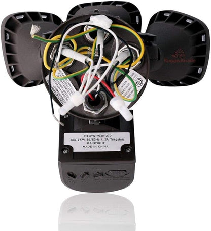 RuggedGrade 30W Turin II Series LED Security Wall Light - Motion Wall Light - 2,600 Lumens - 3000K Warm White - 240° Sensor - Square Heads - Bronze Housing - Outdoor LED Light - DLC 5.1 Premium