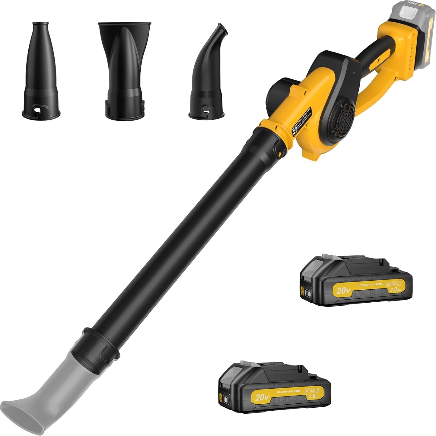 Small Leaf Blower Cordless with 2 Batteries and Fast Charger, 3 Speed Modes, 210 MPH Battery Powered Blower with 3 Nozzles, Lightweight Electric Leaf Blowers for Lawn Care, Blowing Leaves, Car Drying