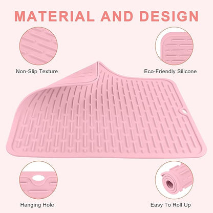 AMIJEAL Oversize Silicone Heat Resistant Mat for Hair Tools, Curling Iron Mat, Hot Tools Holder, Portable Flat Iron Hair Straightener Pad Cover for Travel Vanity Salon(14.2" x 11.0")