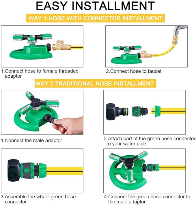 Lawn Sprinkler, Automatic Garden Irrigation System, Upgrade 360 Degree Rotation Irrigation System, Large Area Coverage, Sprinkler for Yard, Lawn, Kids and Garden-1Pack（Light Green）