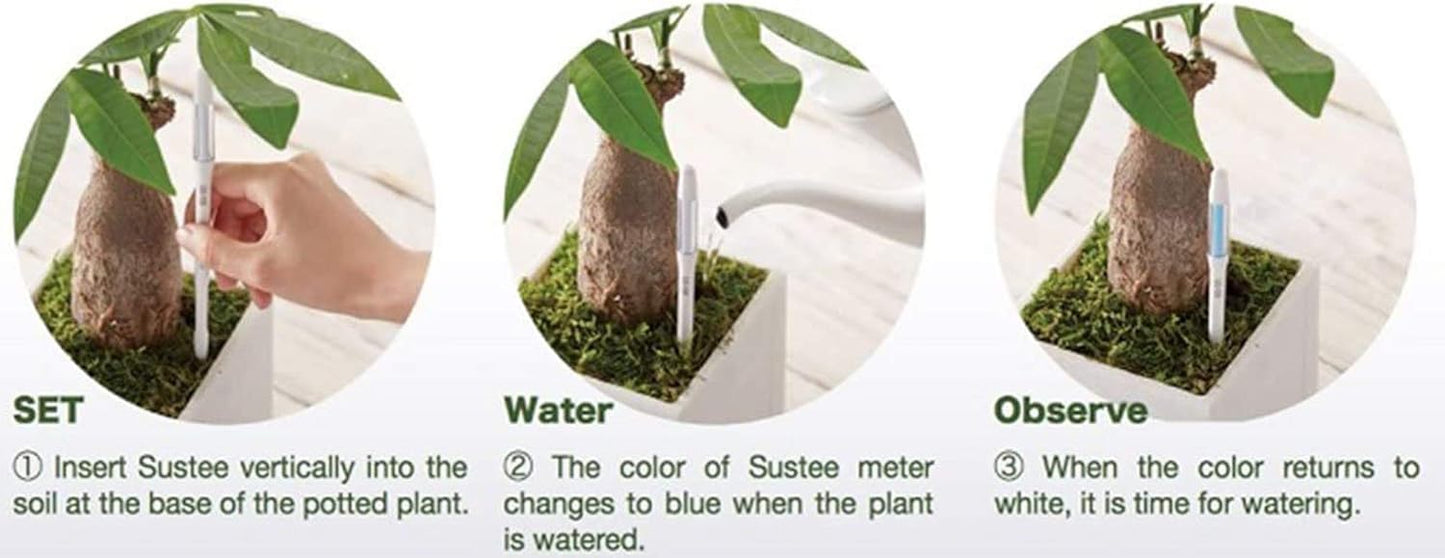 IPPINKA Sustee Aquameter, Bundle of 12, House Plant Soil Moisture Meter, Best for Indoor Potted Plants - Large Green Refillable
