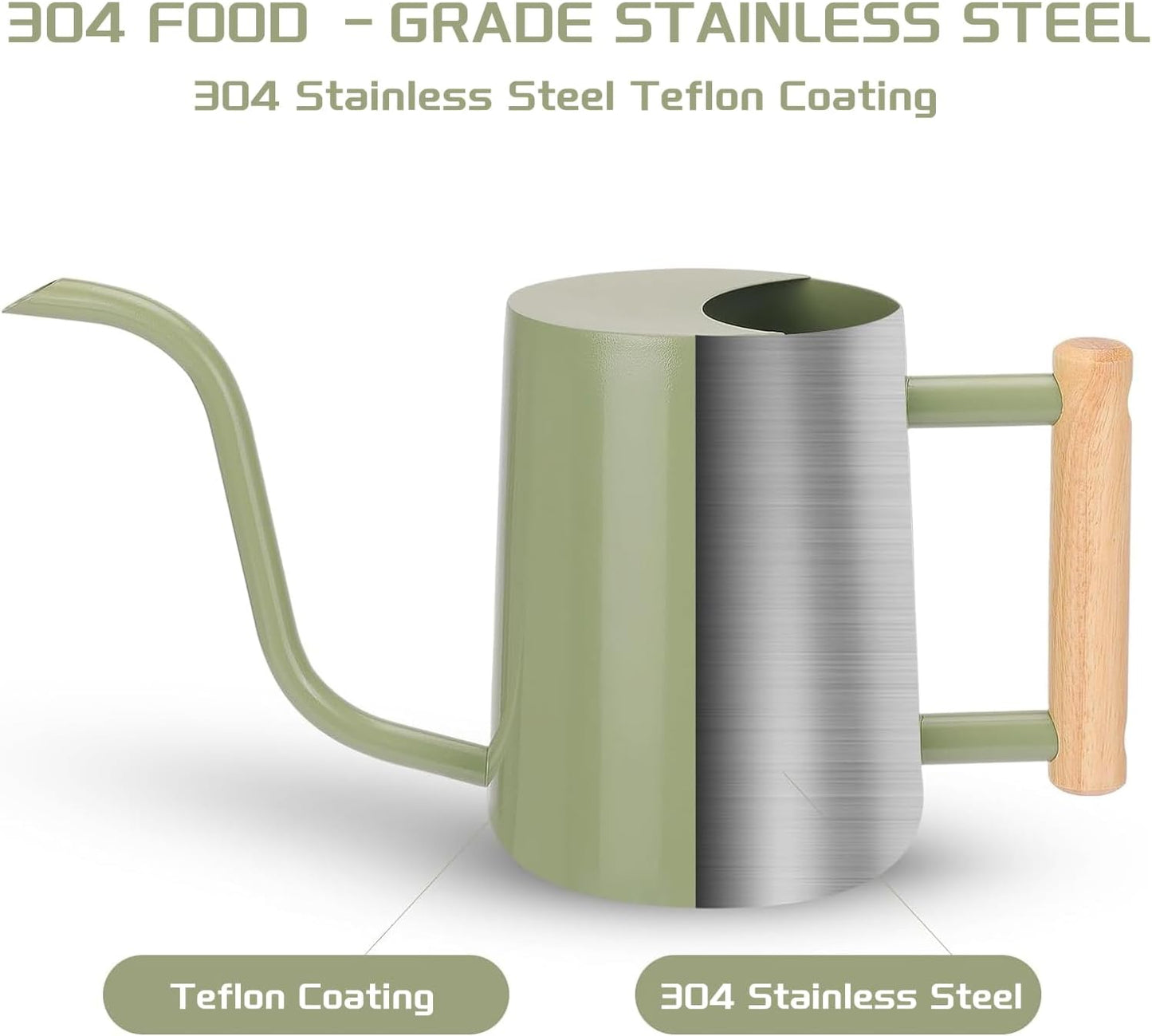 CEWOR Sage Green 35 Oz Metal Watering Can with Long Spout for Indoor & Outdoor Plants