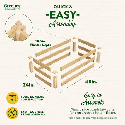 Greenes Fence Original Cedar Raised Garden Bed, 2' x 4' x 10.5" (3-Pack) - Made in USA with North American Cedar