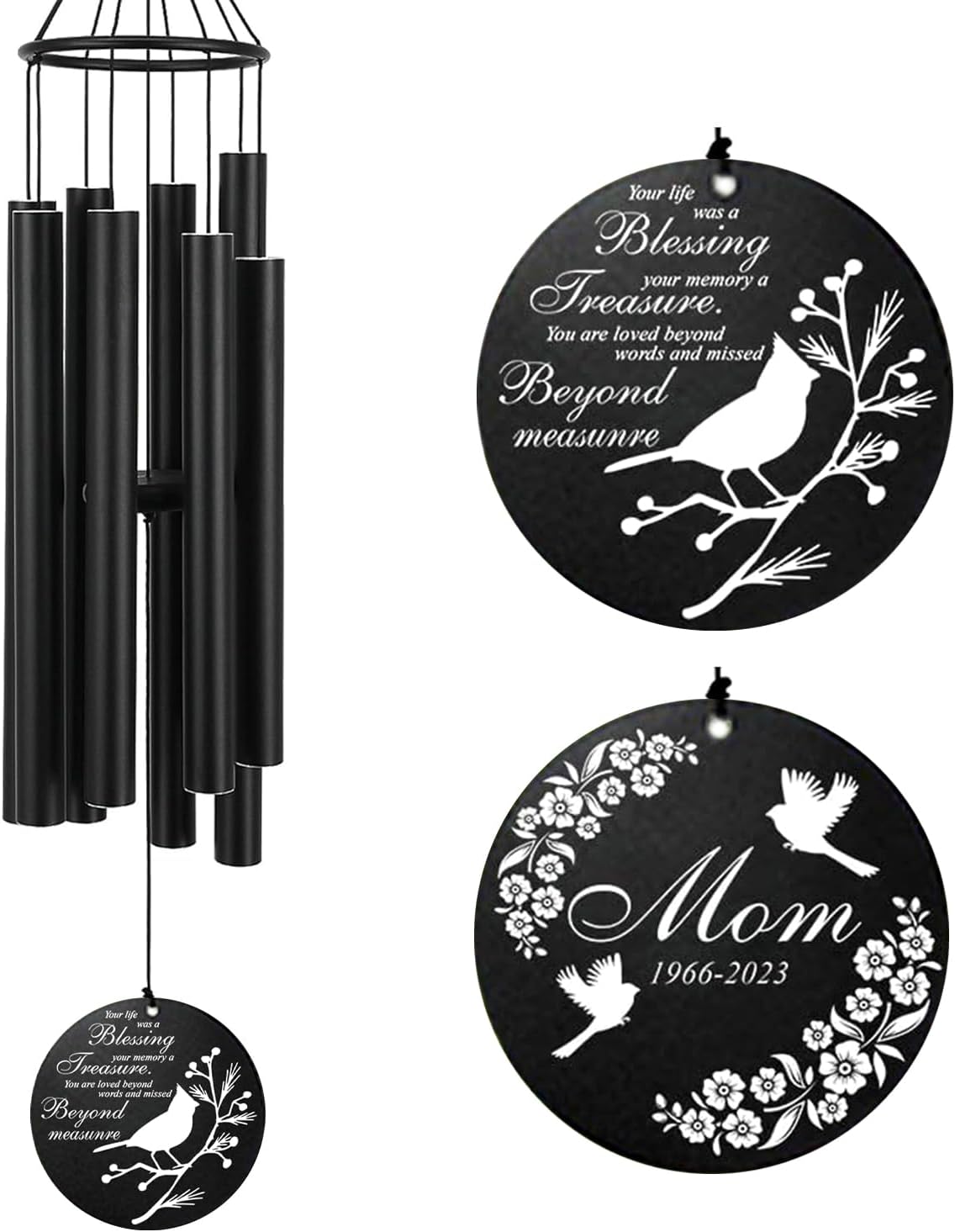 Personalized 36" Healing Memorial Wind Chimes for Outside, Bereavement Gift of Comfort for Loss of Mother, Father or Husband, A Soothing Remembrance for Your Garden and Patio