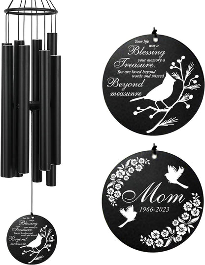 Personalized 36" Healing Memorial Wind Chimes for Outside, Bereavement Gift of Comfort for Loss of Mother, Father or Husband, A Soothing Remembrance for Your Garden and Patio