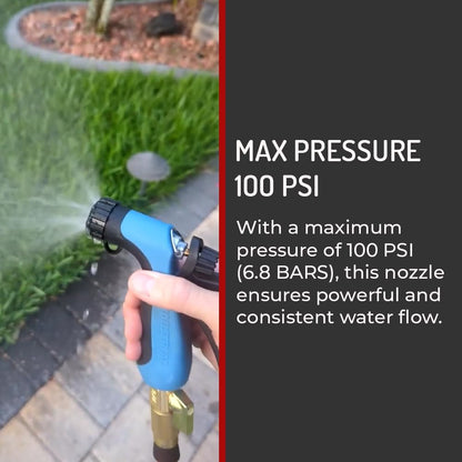 Hi Tech High-Pressure Heavy-Duty Hose Nozzle – 100 PSI Max, 160F Water Temp, Pistol Grip with Threaded Front for Cleaning Tools, Fits Standard Garden Hoses