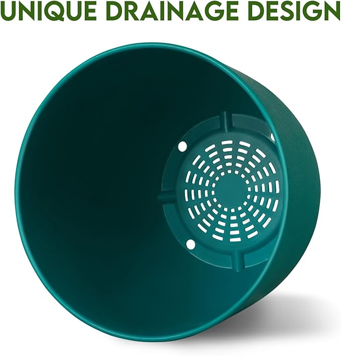 Plant Pots 8 Inch Set of 4, Flower Pots with Multi Mesh Drainage Holes, Planters for Indoor Outdoor Garden Plants and Flowers（Blue）