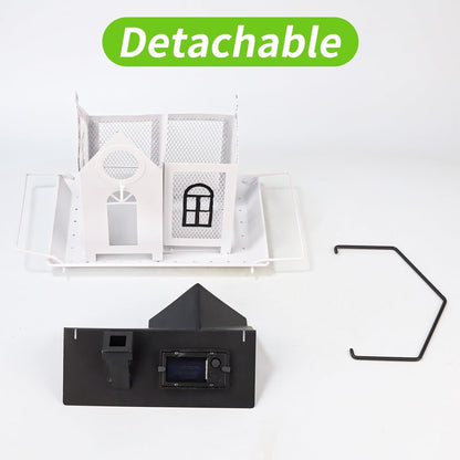 Solar Bird Feeder for Outdoors – White Metal Hanging Bird Feeder with Solar Light, Decorative Bird House Feeder for Cardinals, Finches, and Wild Birds, Weatherproof Backyard Garden Decor