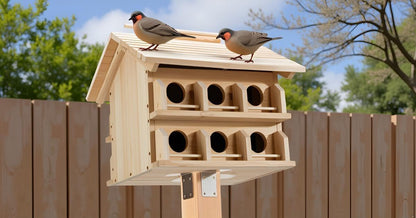 Martin Birdhouse for Outside with 12 Rooms for Outside,Solid Cedar Wood Bird House for Garden, Pole Mountable Birdhouse, Metal Braket Included, Assembling Needed