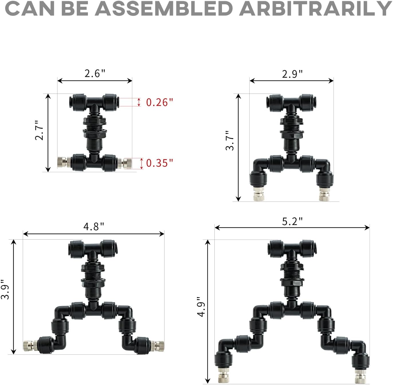 Reptile Terrarium Misting Nozzle 360 Degree Adjustable Reptile Fogger Mist Sprinkler, Dual-Head Black Misting Spray Nozzles for Aquarium Rainforest
