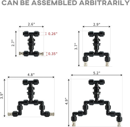 Reptile Terrarium Misting Nozzle 360 Degree Adjustable Reptile Fogger Mist Sprinkler, Dual-Head Black Misting Spray Nozzles for Aquarium Rainforest