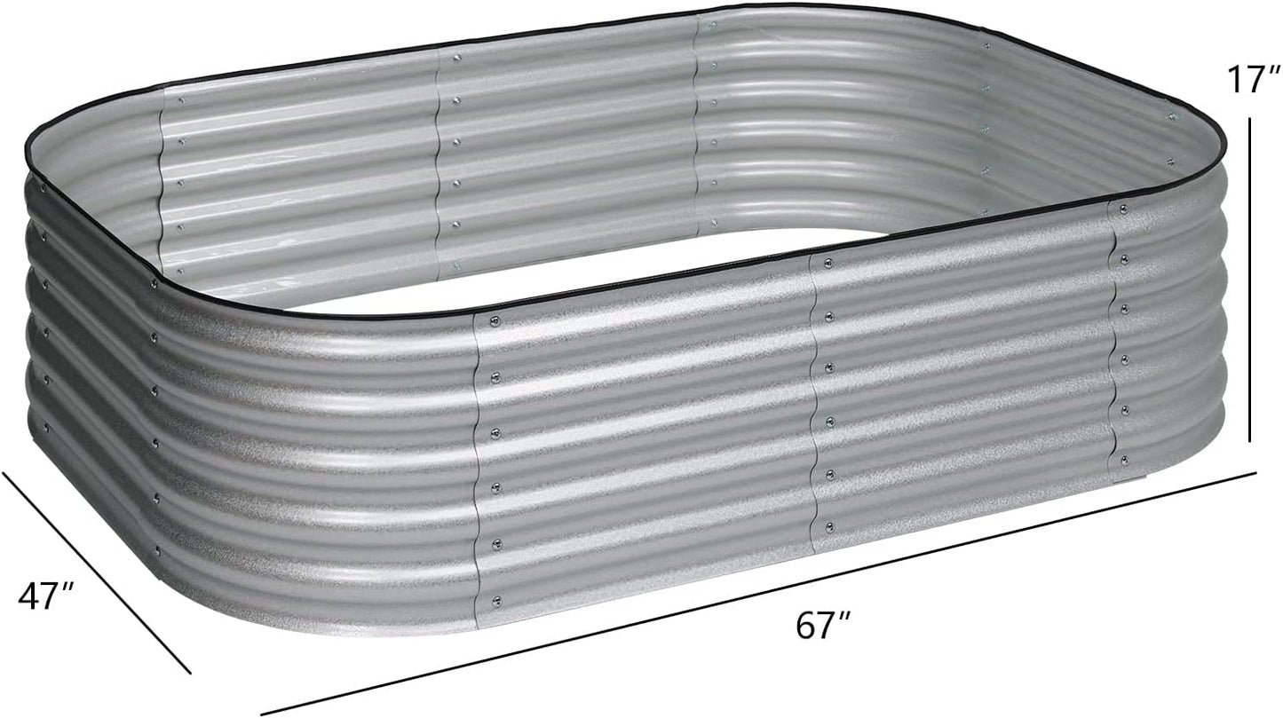 BPS 6-in-1 Metal Raised Garden Bed, 5.5x4 FT Galvanized Planter Raised Beds for Vegetables, Flowers 17'' Extra Tall