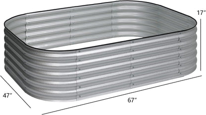 BPS 6-in-1 Metal Raised Garden Bed, 5.5x4 FT Galvanized Planter Raised Beds for Vegetables, Flowers 17'' Extra Tall