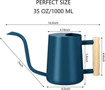 Watering Can Indoor Plants, 35oz Small Stainless Steel Metal Watering Can Modern Decorative Watering Pot with Long Spout for Indoor House Plant Bonsai Garden Flowers (Dark Blue)