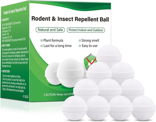 Mouse and Mice Repellent Indoor Outdoor, 10 Packs Moth Balls, Peppermint Balls for Rodent, Long-Lasting Squirrel Repellent, Safe for Human & Pets, Suitable for Home Storage Garage Car RV