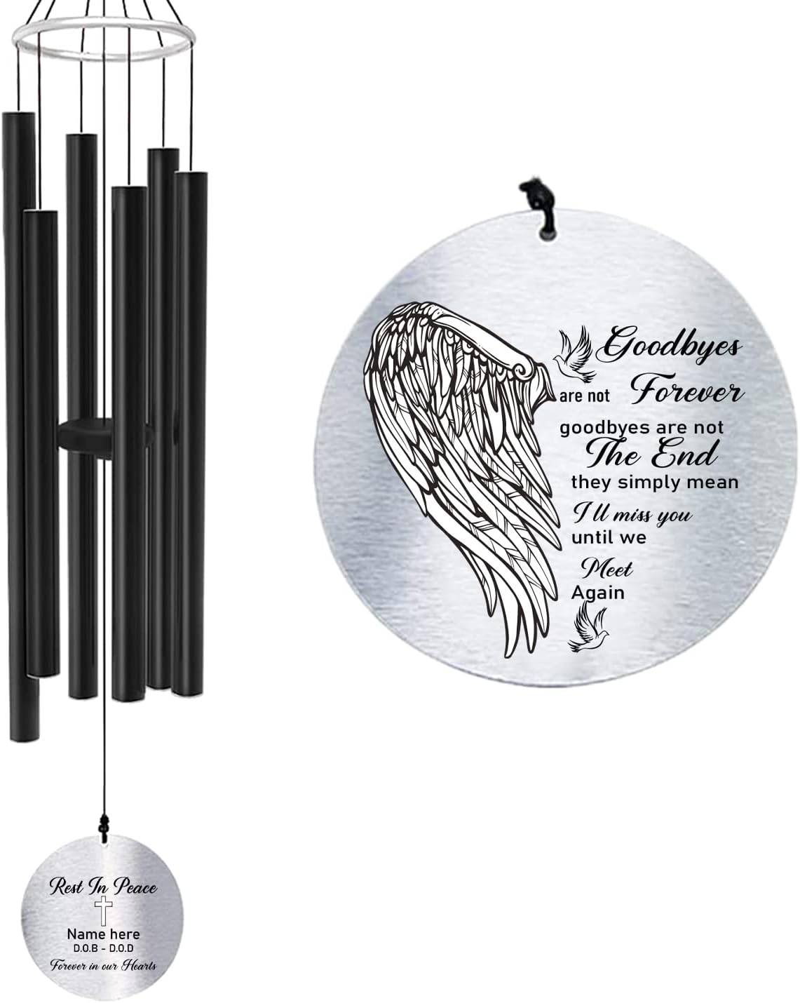 Personalized 36" Bereavement Wind Chimes for Outside, Memorial Gift in Remembrance of a Loved One, Sympathy Gift for Loss of Mother Father Husband, Garden Patio Decor