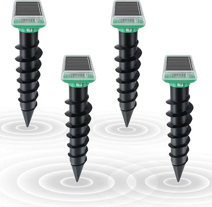 Mole Repellent Solar Powered, IP67 Waterproof Solar Mole Repellent Ultrasonic Snake Repellent Deterrent Gopher Vole Snake Pest and Other Rodent Animals, Get Rid of Moles, Groundhogs