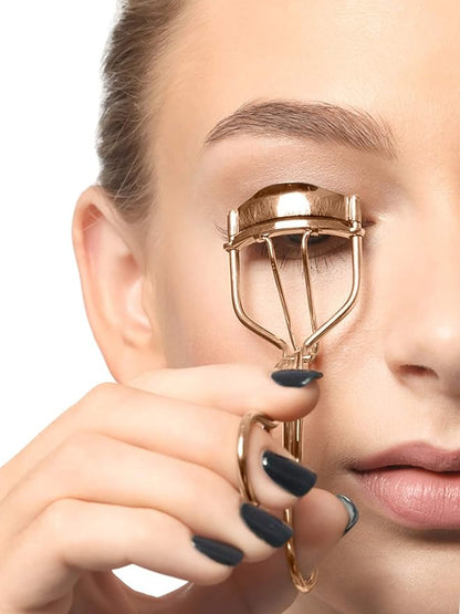 Eyelash Curler Kit Metal Lash Curlers with Mascara Applicator Eyelashes Separator Comb & 6 Replacement Refill Pads (Rose Gold)