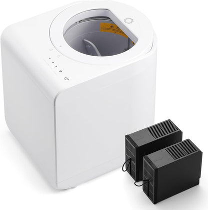 Airthereal Revive R500-V Electric Kitchen Composter with Visual Cover, Upgraded SHARKSDEN® Tri-Blade, Turn Food Waste and Scraps into Dry Natural Fertilizer for Plants, Pearl White