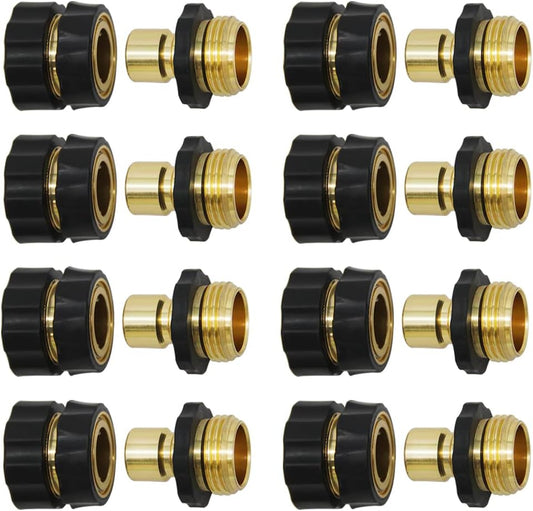 Twinkle Star 3/4 Inch Garden Hose Fitting Quick Connector Male and Female Set (8 Sets) with Extra Rubber Washers