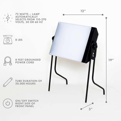 Northern Light Technologies Boxelite OS - 10000 Lux Light Therapy Lamp - Full Spectrum Adjustable Lightbox Therapy Light for Natural Mood and Energy Enhancement, Sunlight Desk Lamp, Black